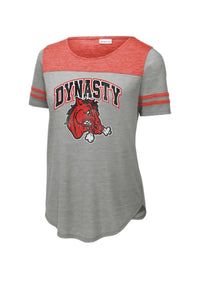 Steubenville Big Red Distressed Dynasty Ladies PosiCharge Tri-Blend Wicking Fan Tee