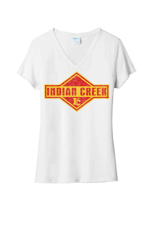 Indian Creek Distressed Flash Ladies Tri-Blend V-Neck Tee