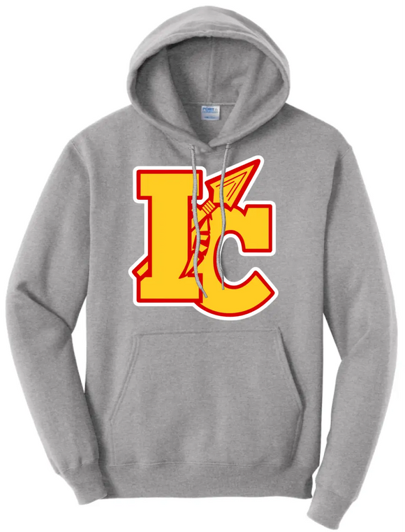 Indian Creek Logo on Gray Core Fleece Pullover Hooded Sweatshirt