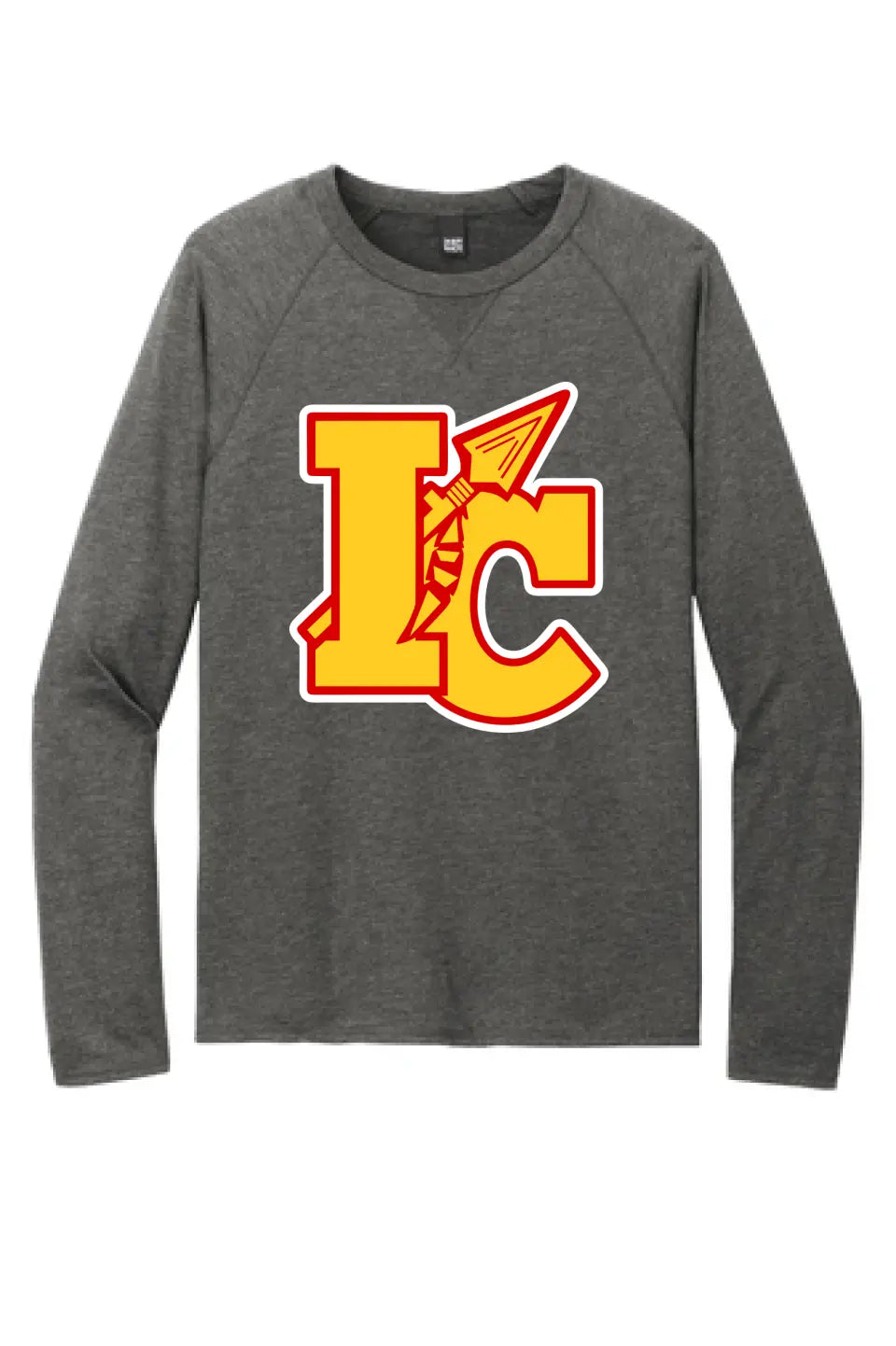 Indian Creek Logo on Gray Featherweight French Terry Long Sleeve Crewneck