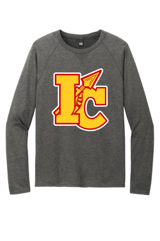 Indian Creek Logo on Gray Featherweight French Terry Long Sleeve Crewneck
