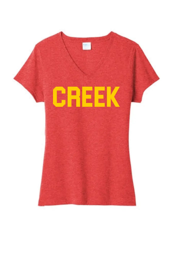 Indian Creek Letters Ladies Tri-Blend V-Neck Tee