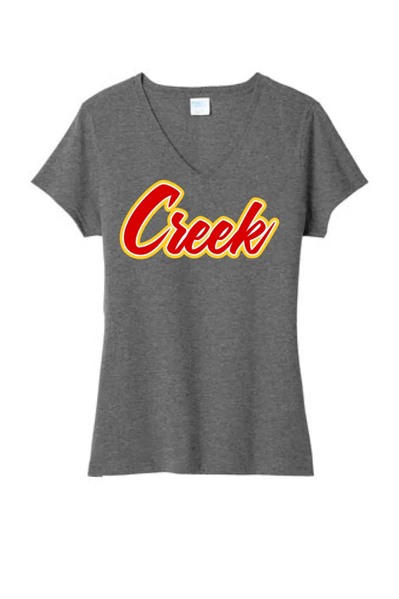 Indian Creek Script Ladies Tri-Blend V-Neck Tee