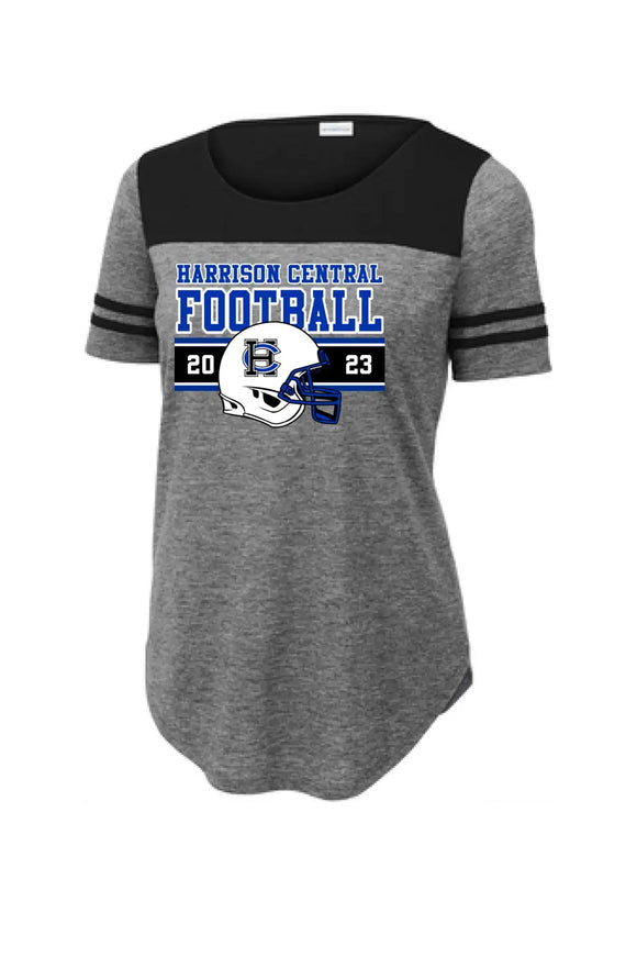 Harrison Central Football 2023 Design-21 Ladies PosiCharge Tri-Blend Wicking Fan Tee