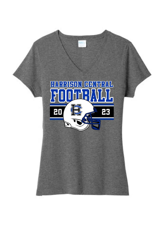 Harrison Central Football 2023 Design-21 Ladies Tri-Blend V-Neck Tee