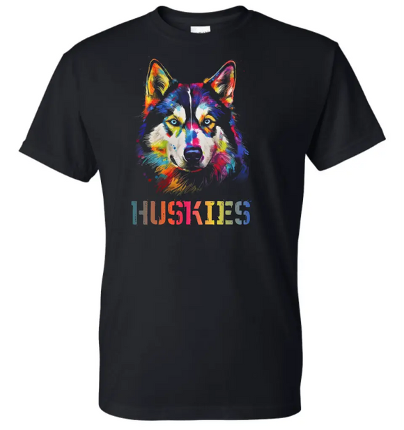 Harrison Central Husky Dog Rainbow Colors Gildan DryBlend T-Shirt