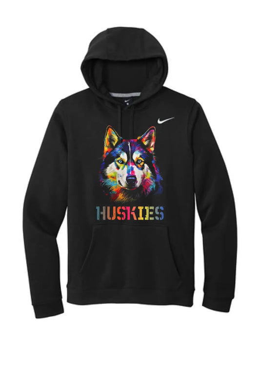 Harrison Central Husky Dog Rainbow Colors Nike Club Fleece Pullover Hoodie