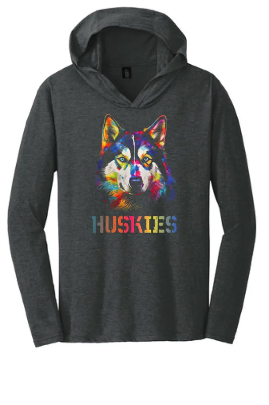 Harrison Central Husky Dog Rainbow Colors Perfect Tri Long Sleeve Hoodie