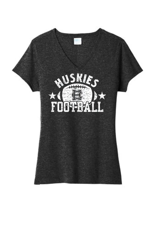 Harrison Central Huskies Football 2023 Design-11 Ladies Tri-Blend V-Neck Tee