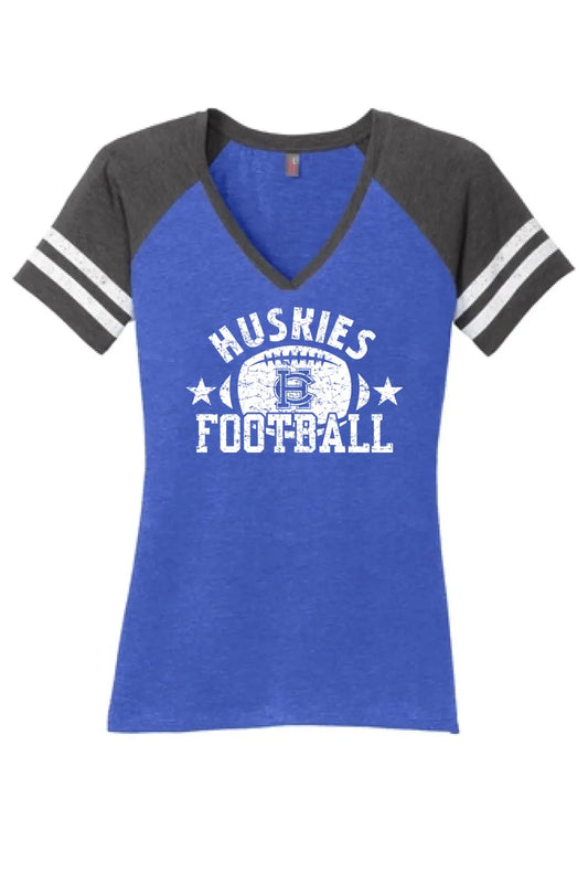 Harrison Central Huskies Football 2023 Design-11 Women's Game V-Neck Tee