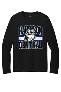 Harrison Central Husky Dog Arch Distressed Featherweight French Terry Long Sleeve Crewneck