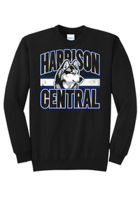 Harrison Central Husky Dog Arch Distressed Core Fleece Crewneck