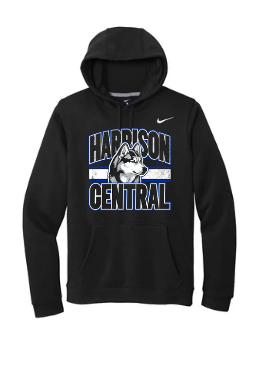 Harrison Central Husky Dog Arch Distressed Nike Club Fleece Pullover Hoodie