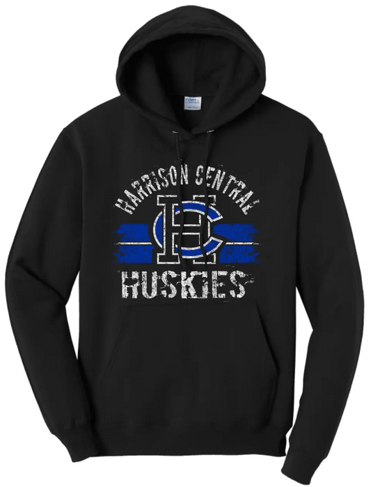 Harrison Central Distressed Arch and Stripes Core Fleece Hoodie