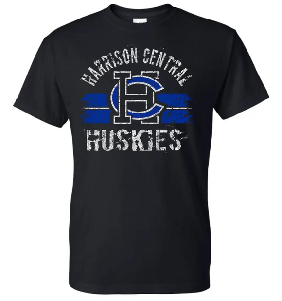 Harrison Central Distressed Arch and Stripes Gildan DryBlend T-Shirt