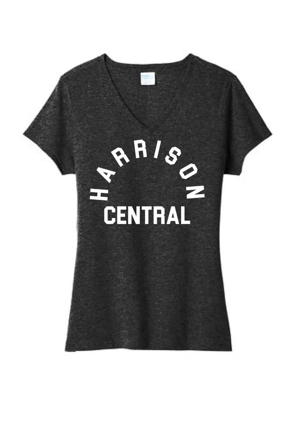 Harrison Central Arch Design Ladies Tri-Blend V-Neck Tee