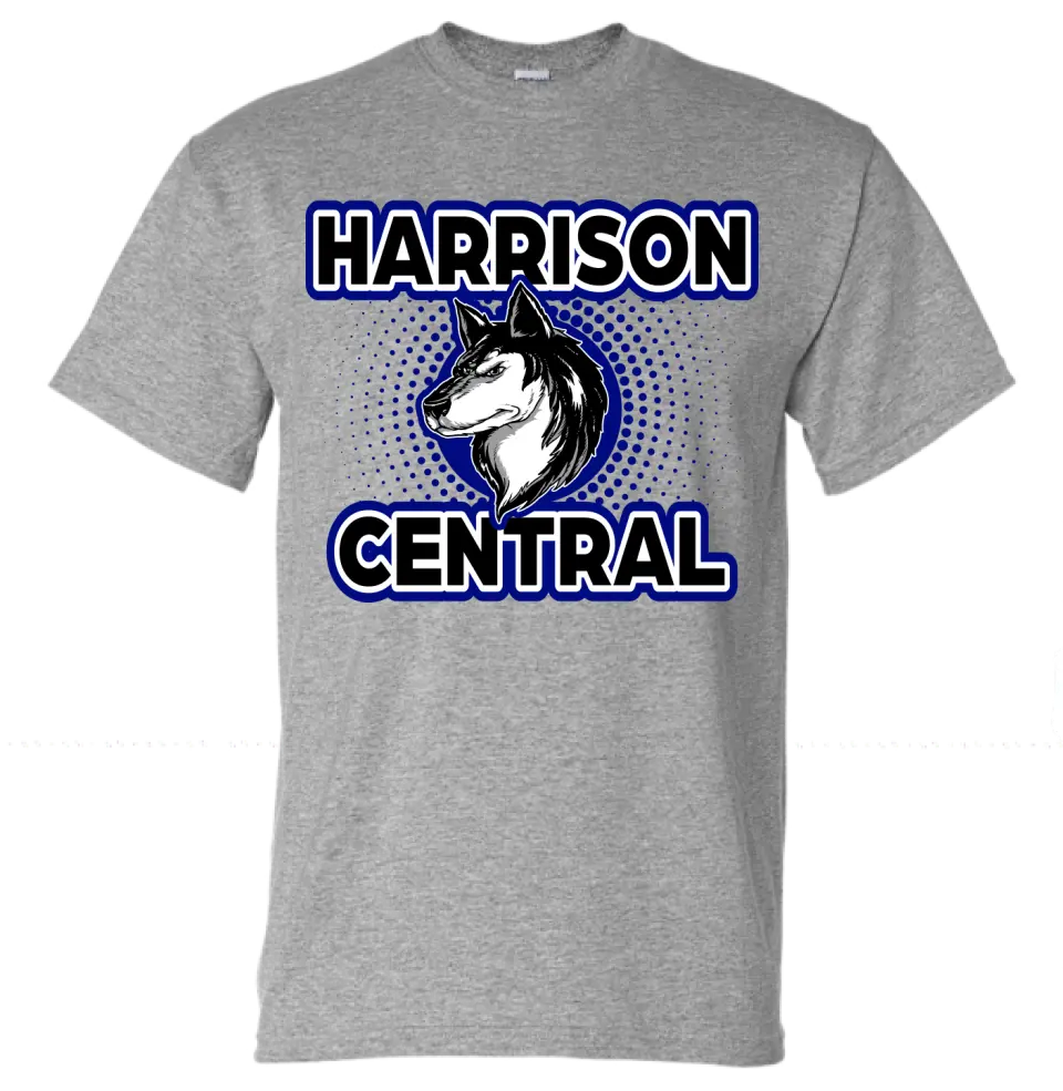 Harrison Central Huskies Background Fade Gildan DryBlend T-Shirt