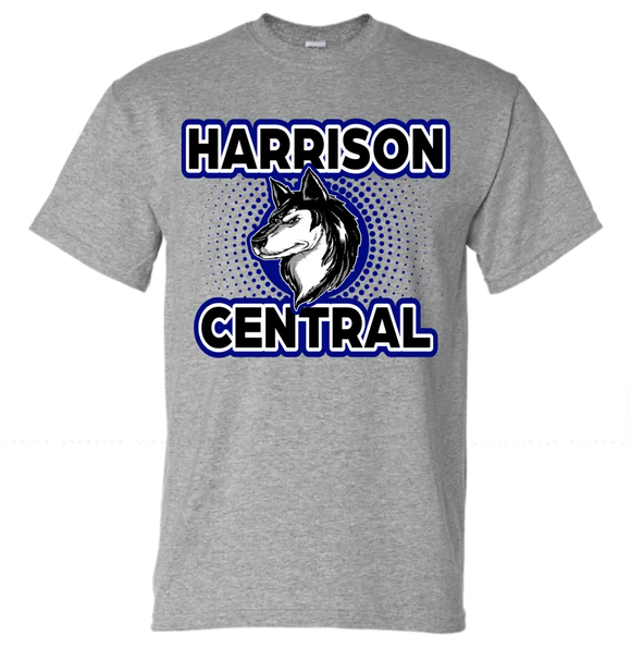 Harrison Central Huskies Background Fade Gildan DryBlend T-Shirt