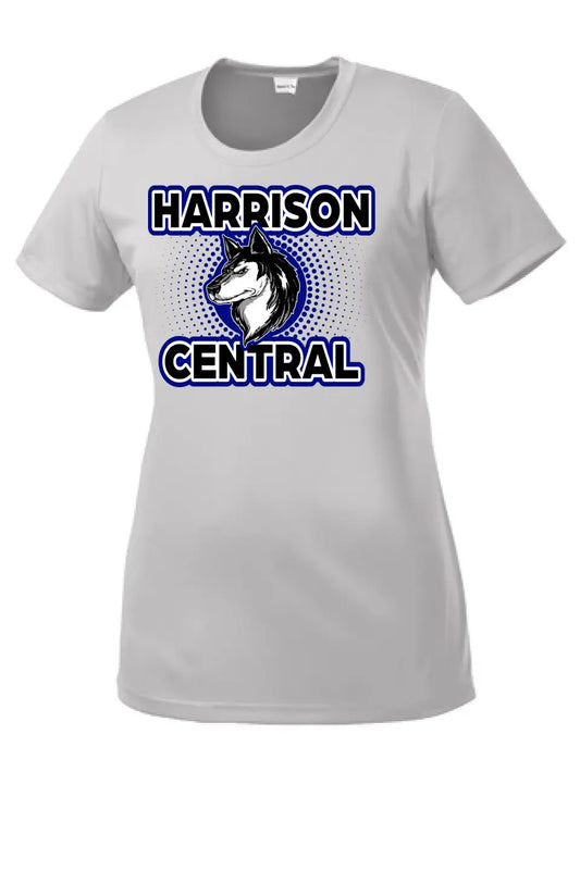 Harrison Central Huskies Background Fade Ladies Competitor Tee