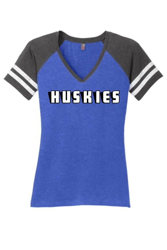 Huskies Cards Women's Game V-Neck Tee