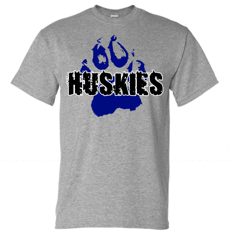 Huskies Distressed Paw Gildan DryBlend T-Shirt