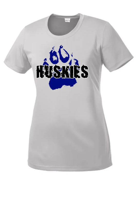 Huskies Distressed Paw Ladies Competitor Tee