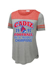 Cadiz Cardinals 1997 Football Region 23 Champs Ladies PosiCharge Tri-Blend Wicking Fan Tee