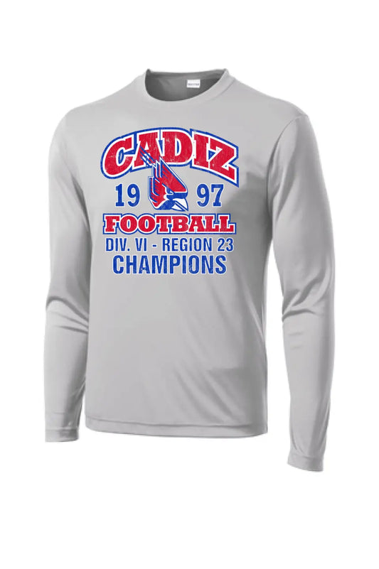Cadiz Cardinals 1997 Football Region 23 Champs Long Sleeve PosiCharge Competitor Tee