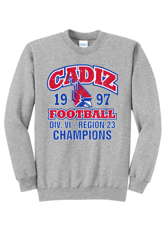 Cadiz Cardinals 1997 Football Region 23 Champs Core Fleece Crewneck Sweatshirt