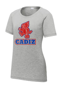 Cadiz Cardinals 1981 Ladies PosiCharge Tri-Blend Wicking Scoop Neck Raglan Tee