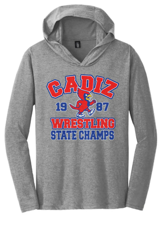 Cadiz Cardinals Distressed 1987 Wrestling State Champions Football Perfect Tri Long Sleeve Hoodie