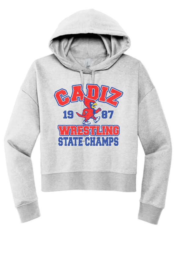 Cadiz Cardinals Distressed 1987 Wrestling State Champions Women's V.I.T. Fleece Hoodie