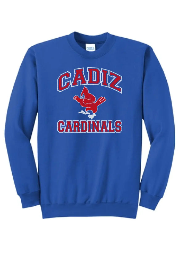 Cadiz Cardinals Vintage Fighting Distressed Core Fleece Crewneck Sweatshirt