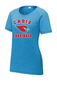 Cadiz Cardinals Distressed Fierce Ladies PosiCharge Tri-Blend Wicking Scoop Neck Raglan Tee