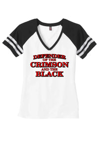 Steubenville Big Red Defenders of the Crimson and Black Women's Game V-Neck Tee