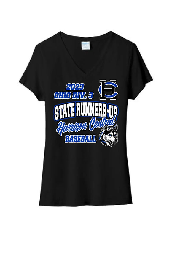 Harrison Central Baseball 2023 State Runners-Up Ladies Tri-Blend V-Neck Tee