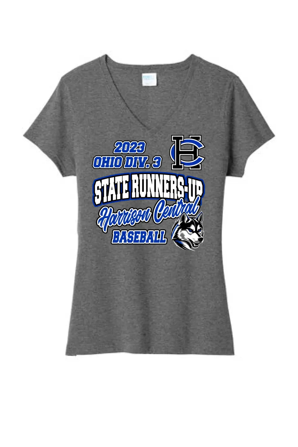 Harrison Central Baseball 2023 State Runners-Up Ladies Tri-Blend V-Neck Tee
