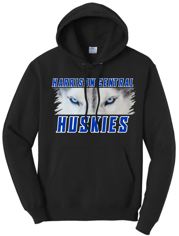 Harrison Central Huskies Blue Eyes Design Core Fleece Hoodie