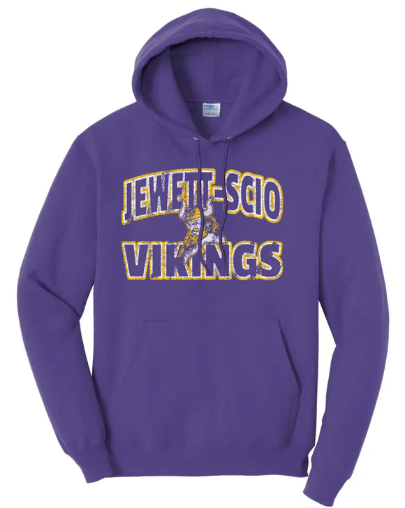 Jewett-Scio Vikings Bold Distressed Design Core Fleece Hoodie
