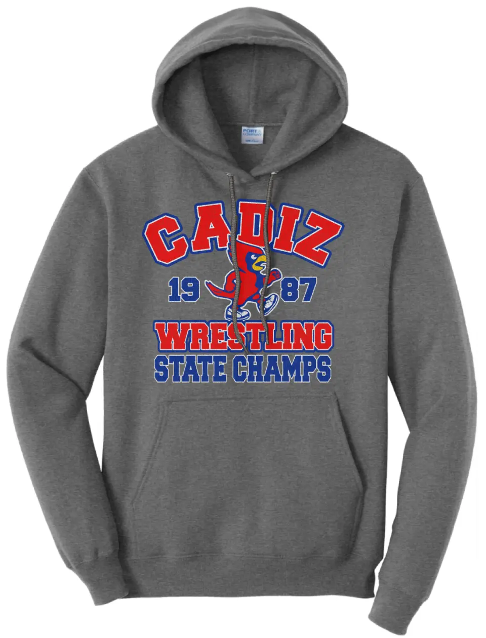 Cadiz Cardinals Distressed 1987 Wrestling State Champions Core Fleece Hoodie