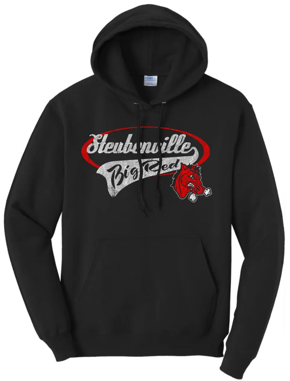 Steubenville Big Red Distressed Oval Script Core Fleece Hoodie