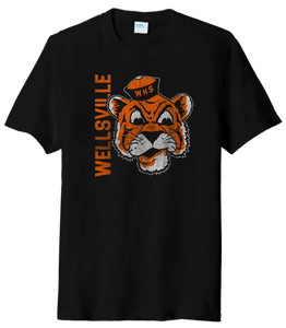 Wellsville Distressed Vintage Tiger Logo Tri-Blend Tee