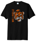 Wellsville Distressed Vintage Tiger Logo Tri-Blend Tee