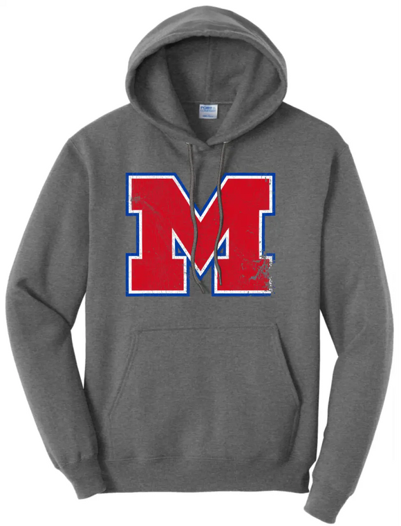 Morgantown Distressed M Logo Core Fleece Hoodie