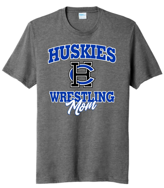 Harrison Central Huskies Wrestling Mom Tri-Blend Tee
