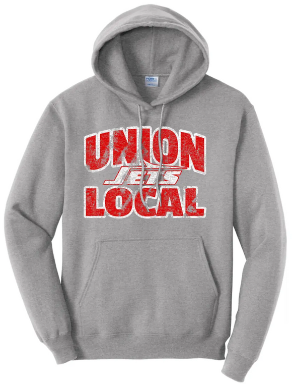 Union Local Jets Bold Distressed Core Fleece Hooded Sweatshirt