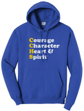 Catholic Central Courage Character Heart and Spirit Core Fleece Hooded Sweatshirt