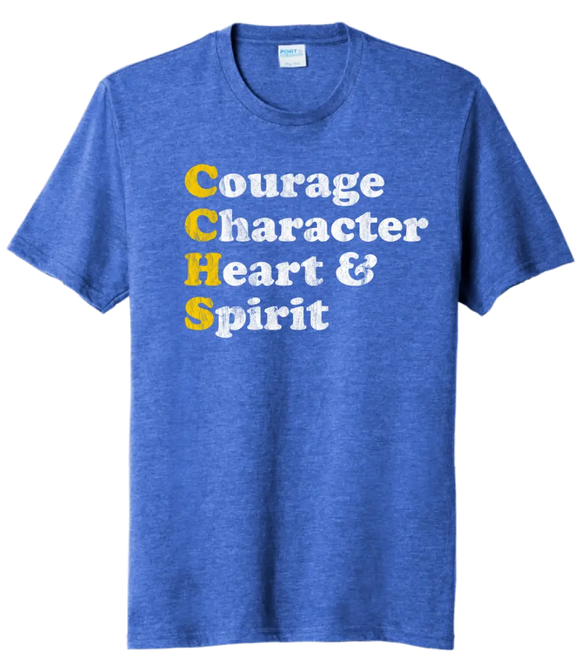 Catholic Central Courage Character Heart and Spirit Tri-Blend Tee