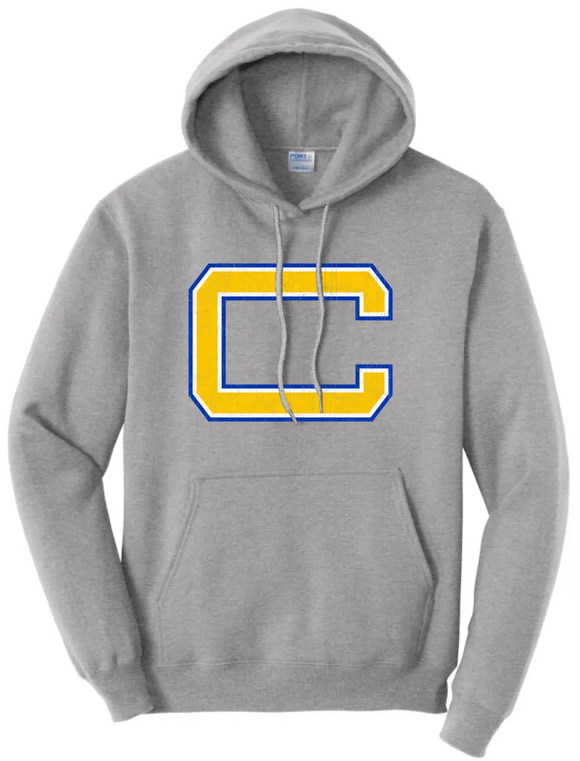 Steubenville Catholic Central Distressed Catholic Central C Core Fleece Hooded Sweatshirt