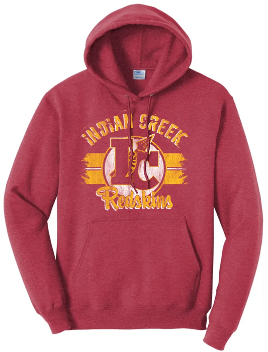 Indian Creek Distressed IC Wide Stripe Script Core Fleece Hoodie